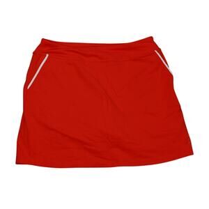 FootJoy FJ Women's Golf Skort Large Red Orange Athletic Performance Zip Pocket